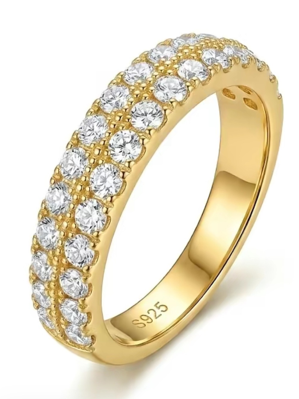 925 sterling silver/14k gold Moissanite Diamond Ring NEW size 7 STUNNING RING